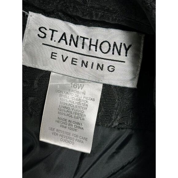 St. Anthony Evening Blazer Jacket Womens Size 16W Black Floral One Button Casual - Picture 3 of 6